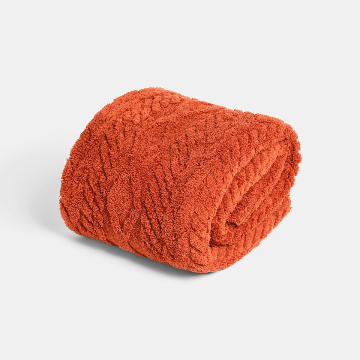 Cable Knit Sherpa Throw – Rust