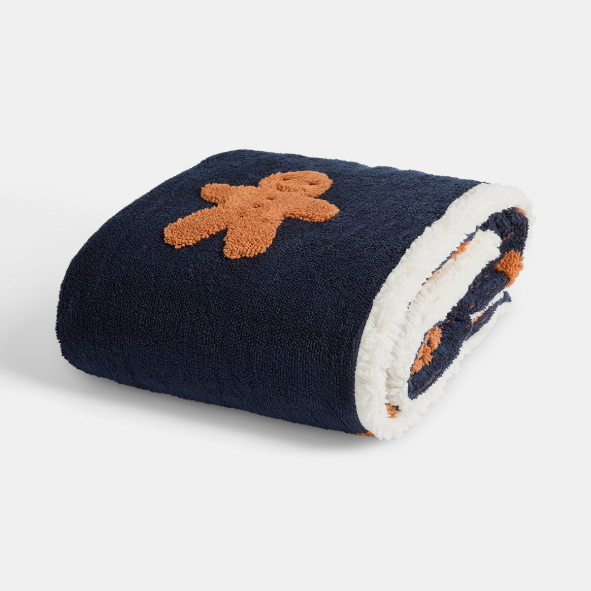 Tufted Gingerbread Fleece Throw – Navy