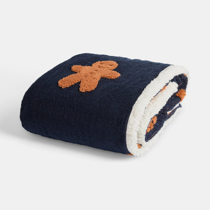 Tufted Gingerbread Fleece Throw – Navy