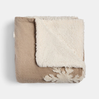 Tufted Snowflake Fleece Throw – Natural