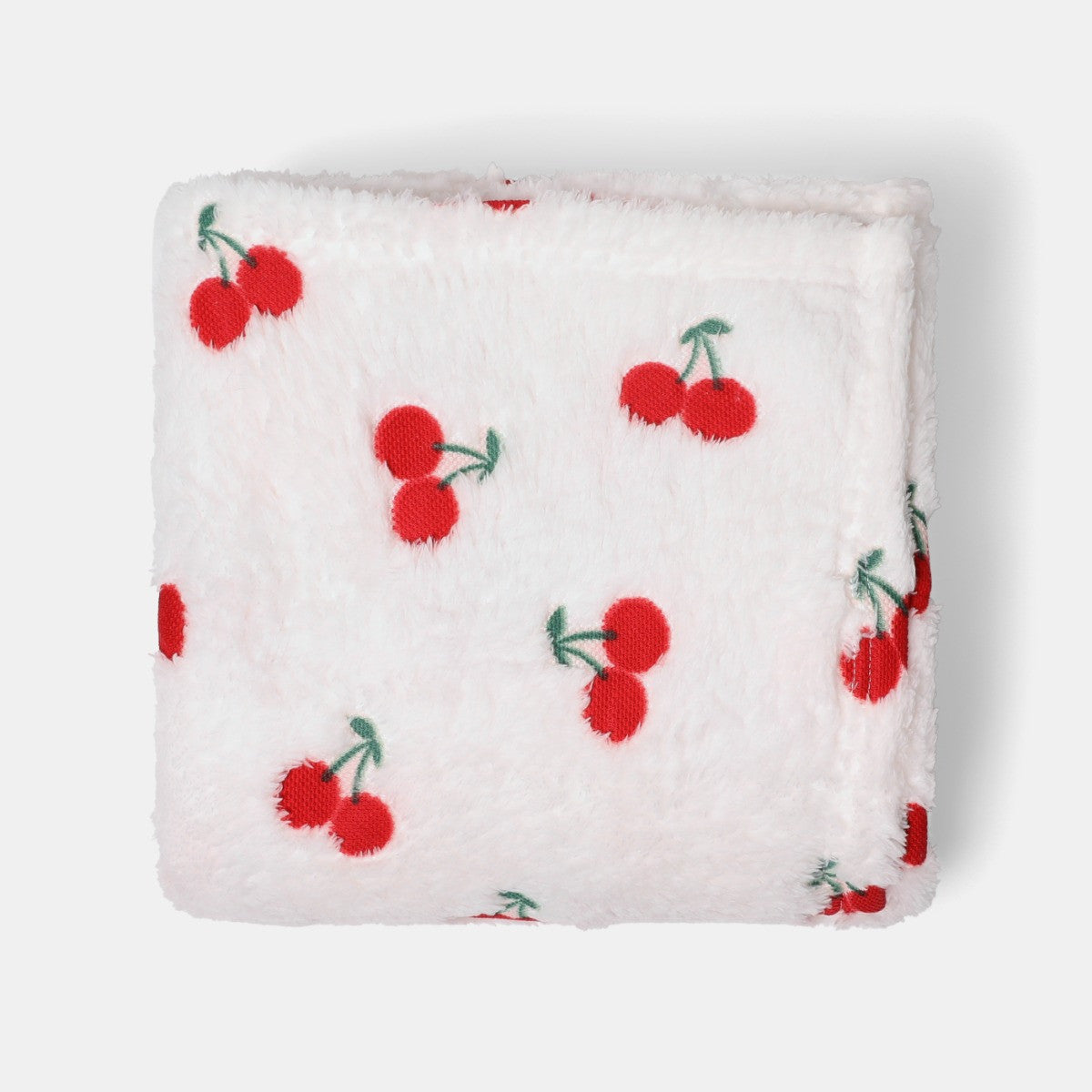 Cherry Embossed Fleece Throw – Cream/Red