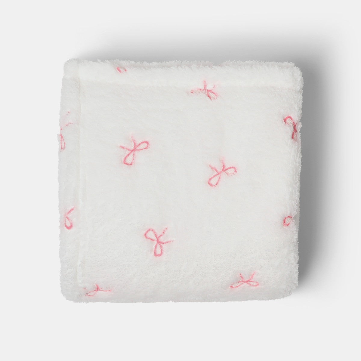 Bow Embossed Fleece Throw – White/Pink