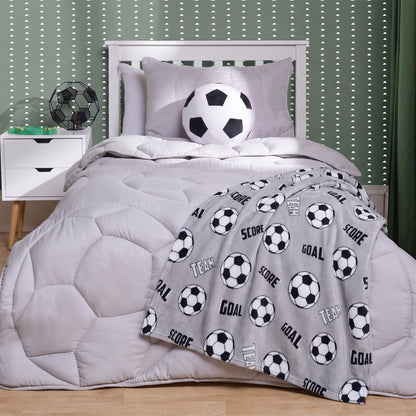 Kids Football Print Throw – Grey