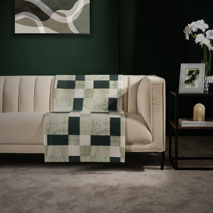 Tartan Check Fleece Throw – Forest Green
