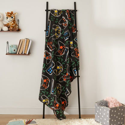 Gaming Print Fleece Throw – Black
