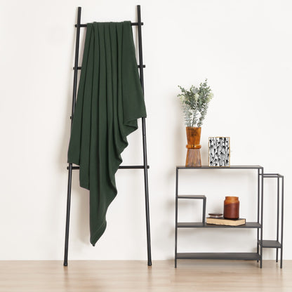 Plain Fleece Throw – Forest Green