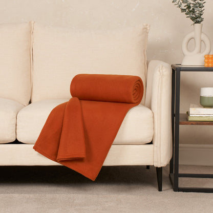 Plain Fleece Throw – Burnt Orange