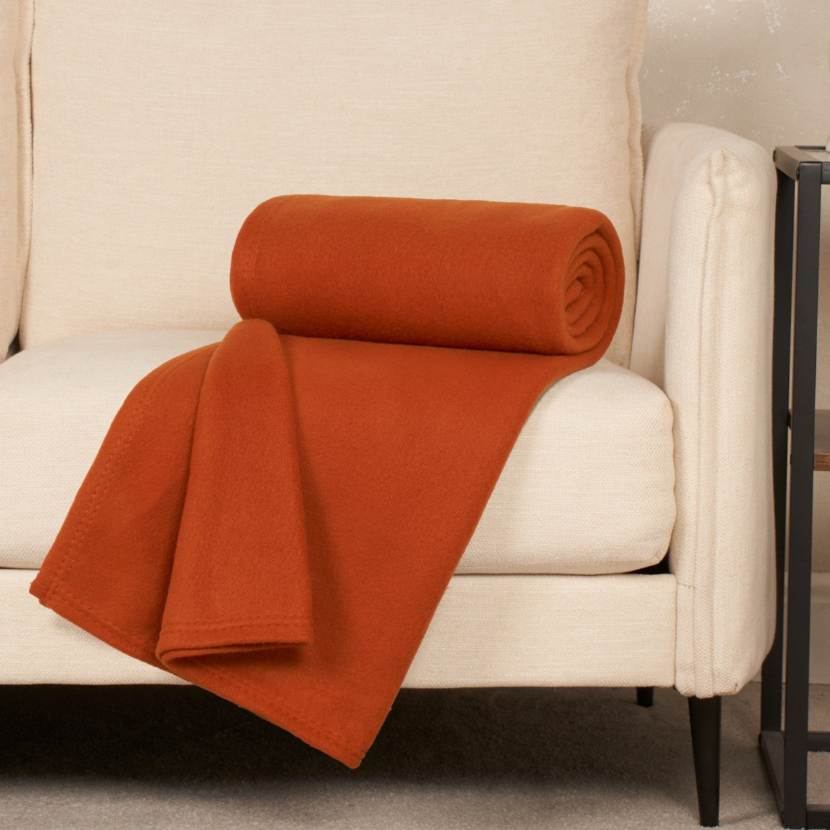 Plain Fleece Throw – Burnt Orange