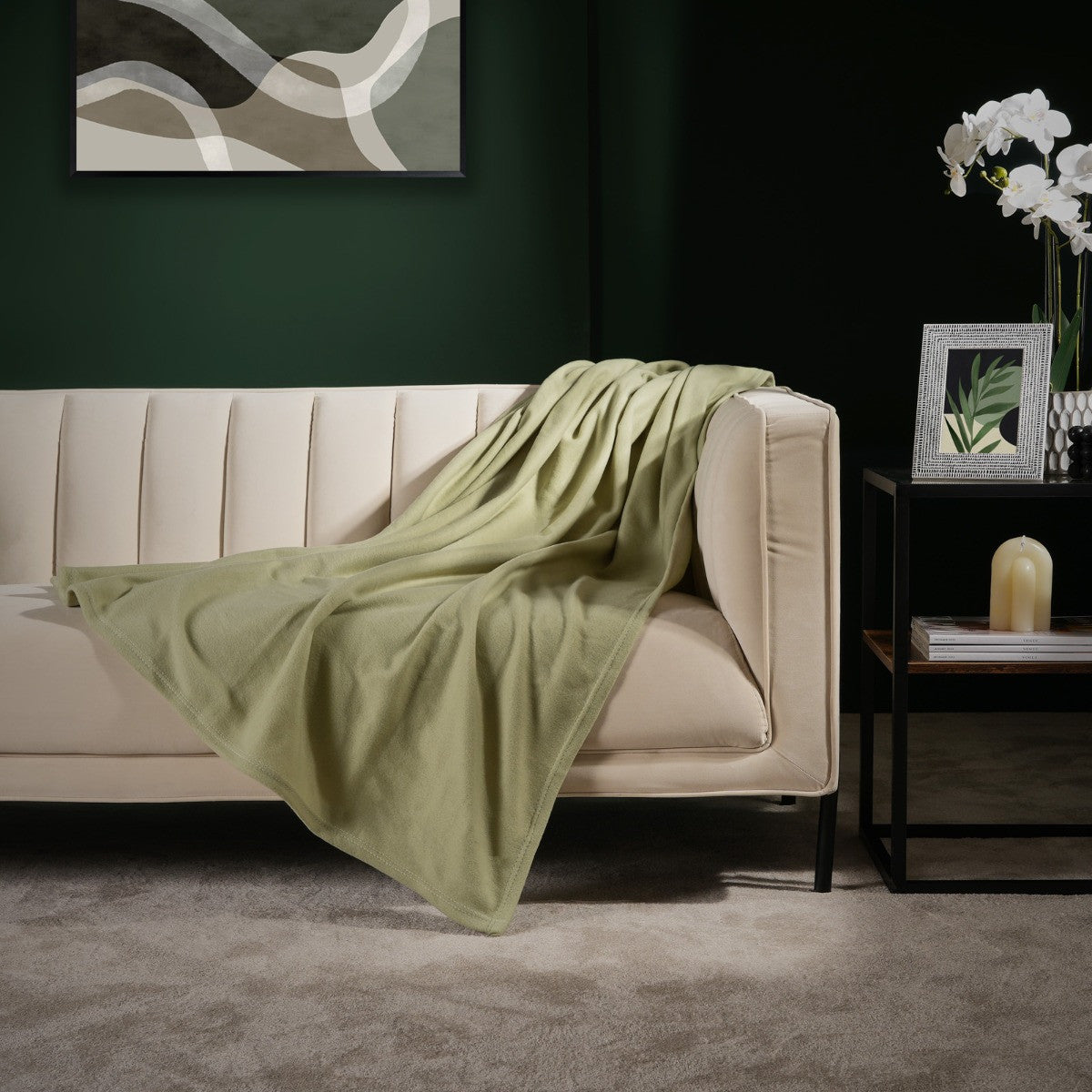Plain Fleece Throw – Sage