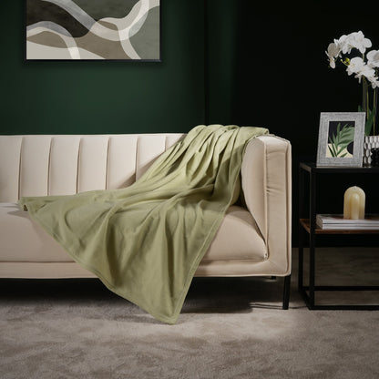 Plain Fleece Throw – Sage