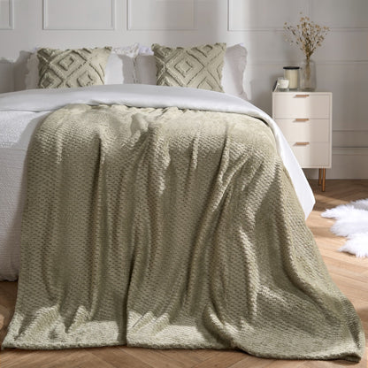 Waffle Fleece Throw – Sage