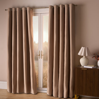 Eyelet Blackout Curtains – Beige