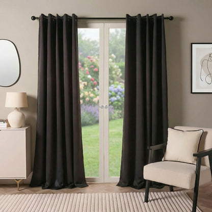 Eyelet Blackout Curtains – Black