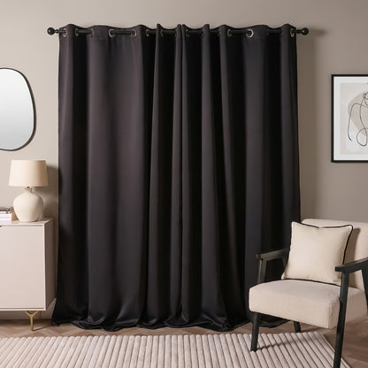 Eyelet Blackout Curtains – Black