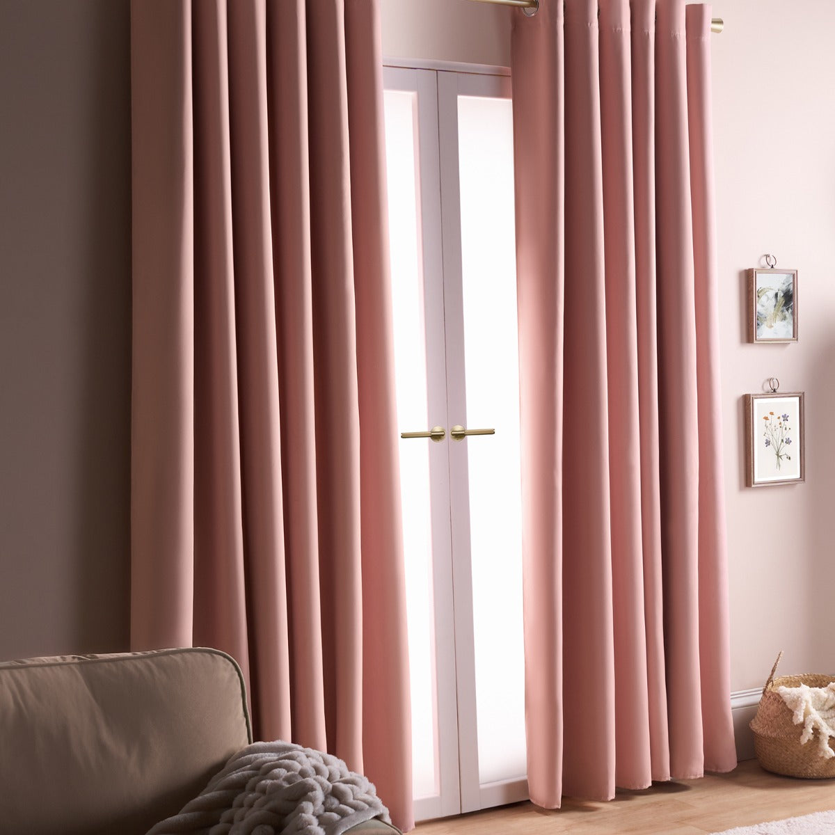 Eyelet Blackout Curtains – Blush Pink