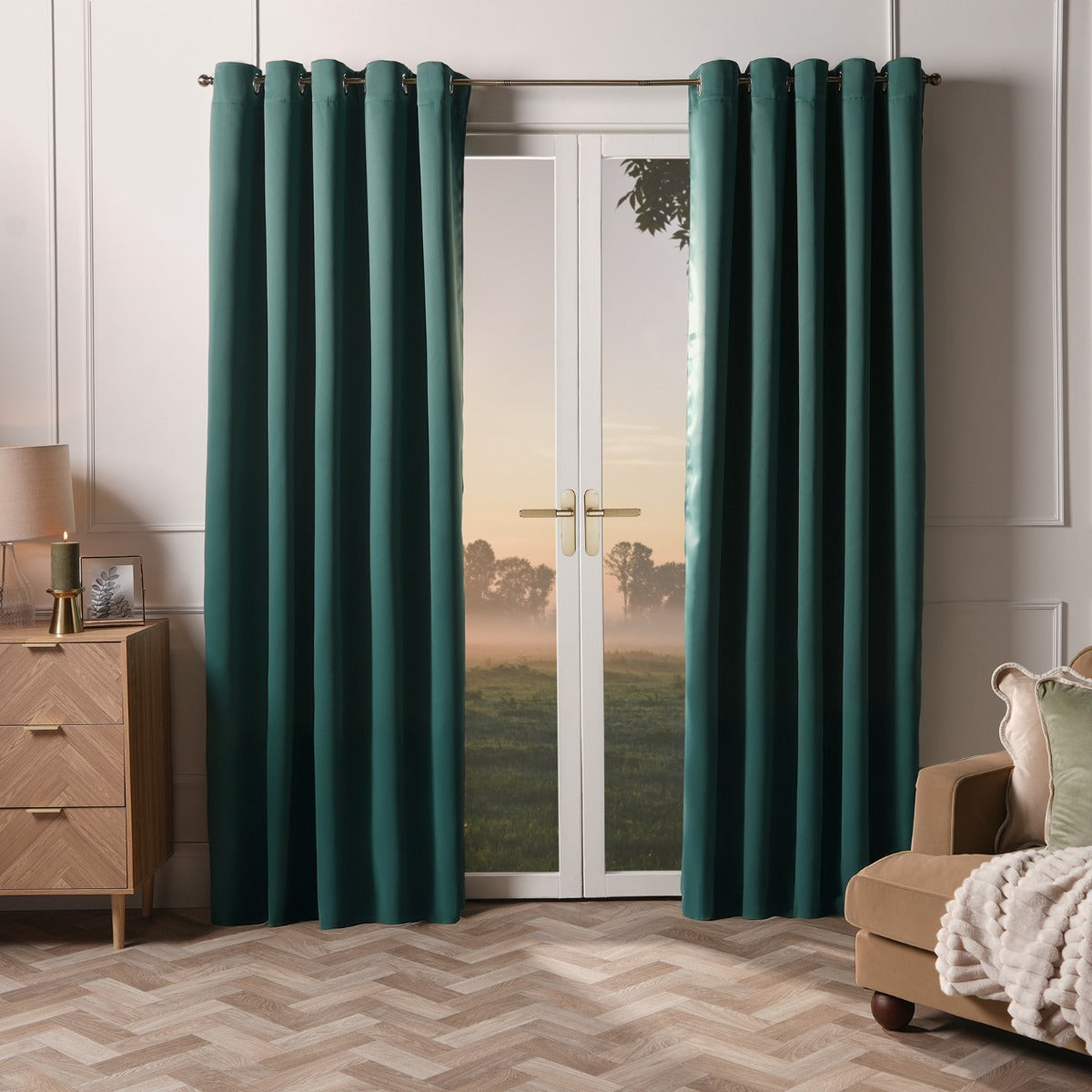 Eyelet Blackout Curtains – Forest Green