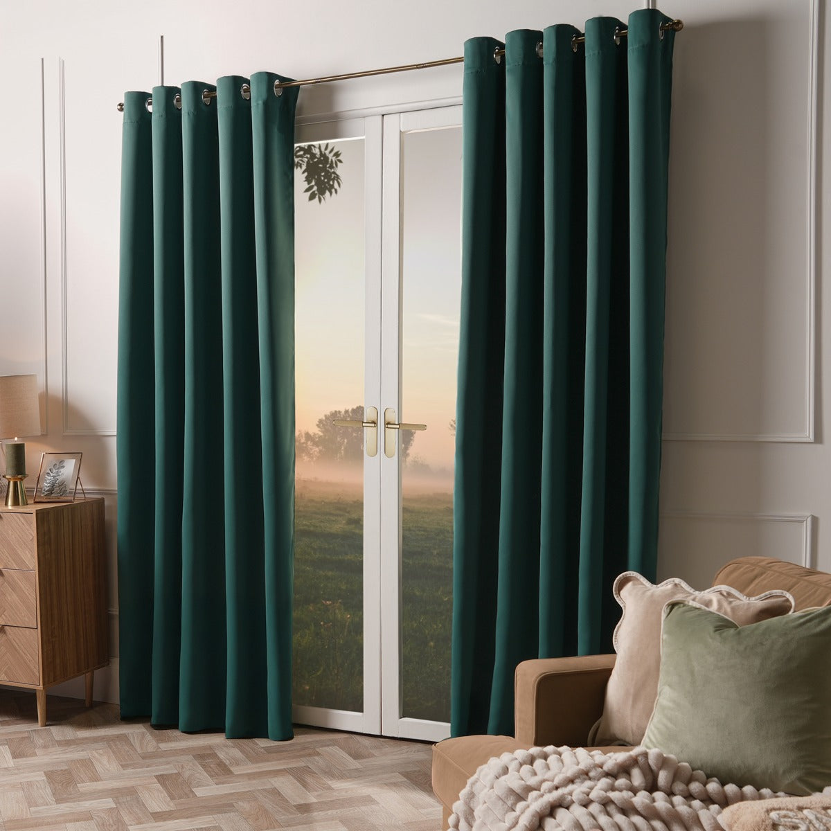 Eyelet Blackout Curtains – Forest Green