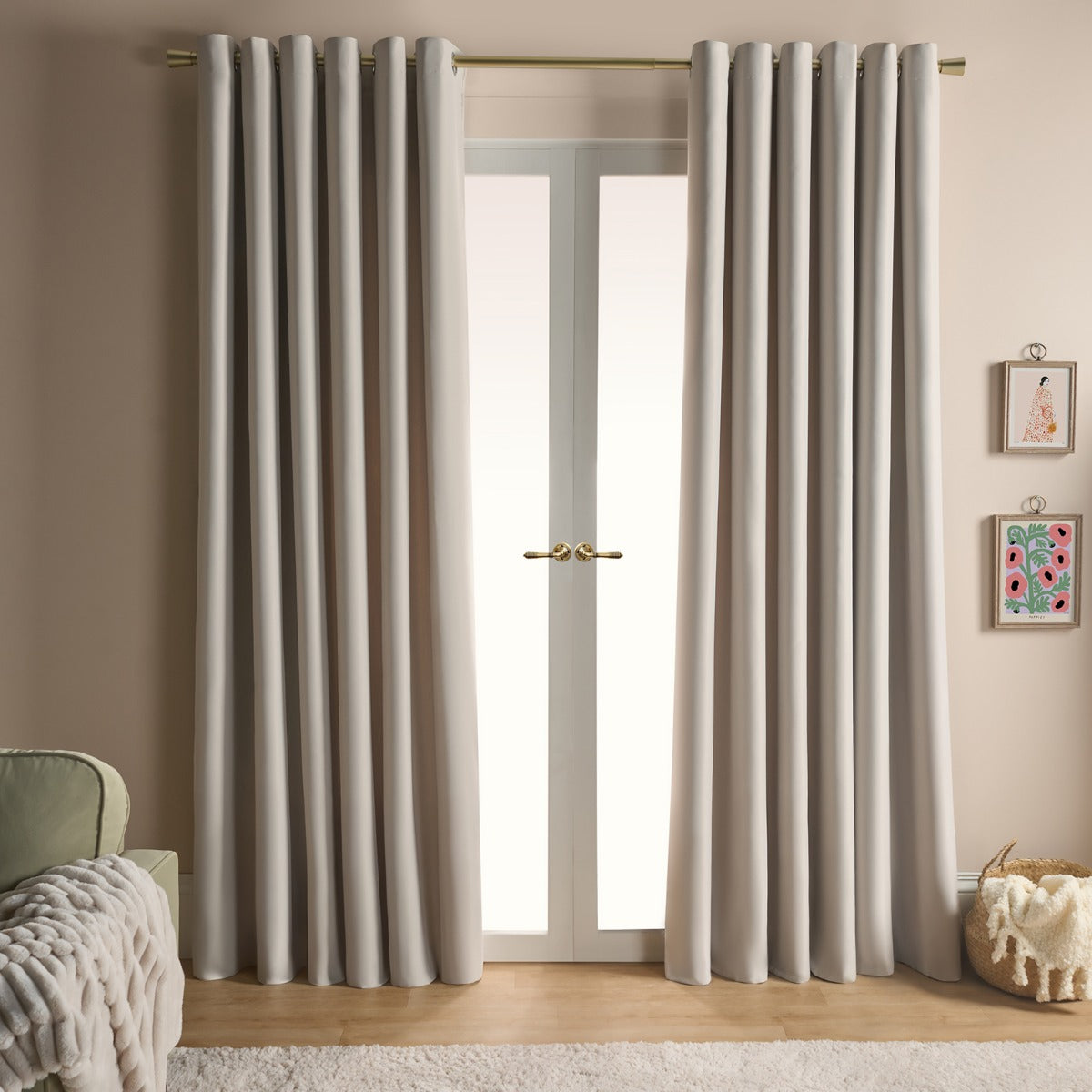 Eyelet Blackout Curtains – Stone