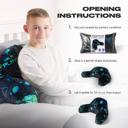 Kids Fleece Cuddle Cushion – Neon Gaming - Black