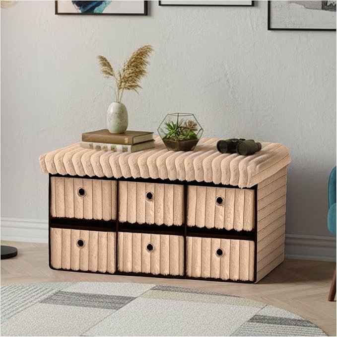 Large Ribbed Storage Boxes With Lid – Mink