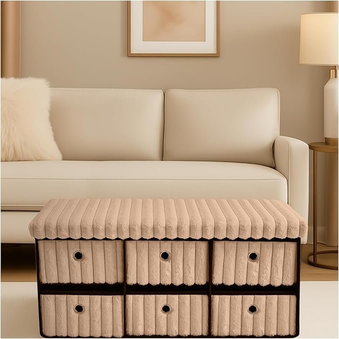 Large Ribbed Storage Boxes With Lid – Mink