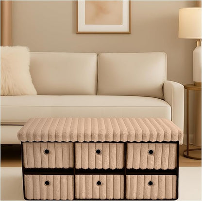 Large Ribbed Storage Boxes With Lid – Mink