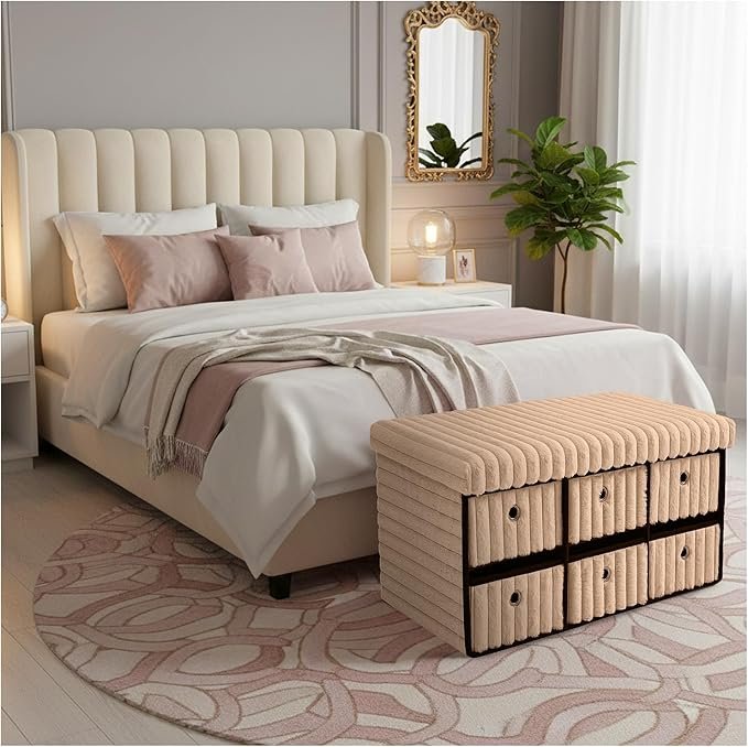 Large Ribbed Storage Boxes With Lid – Mink