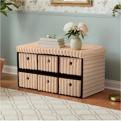 Large Ribbed Storage Boxes With Lid – Mink