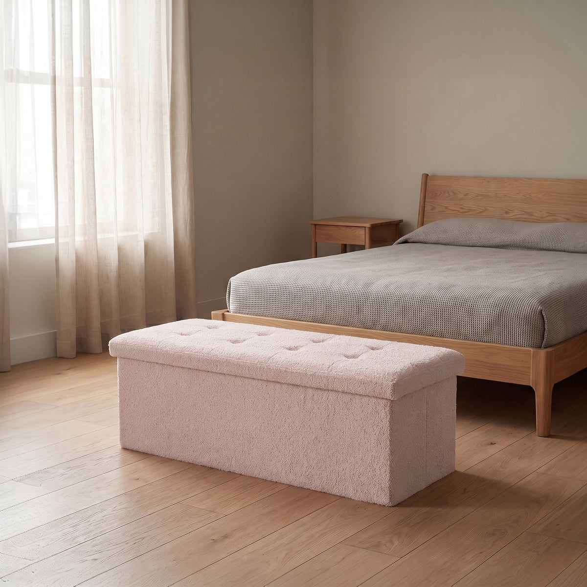Premium Boucle Fabric Storage Box – Pink