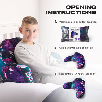 Kids Fleece Cuddle Cushion – Neon Gaming - Purple