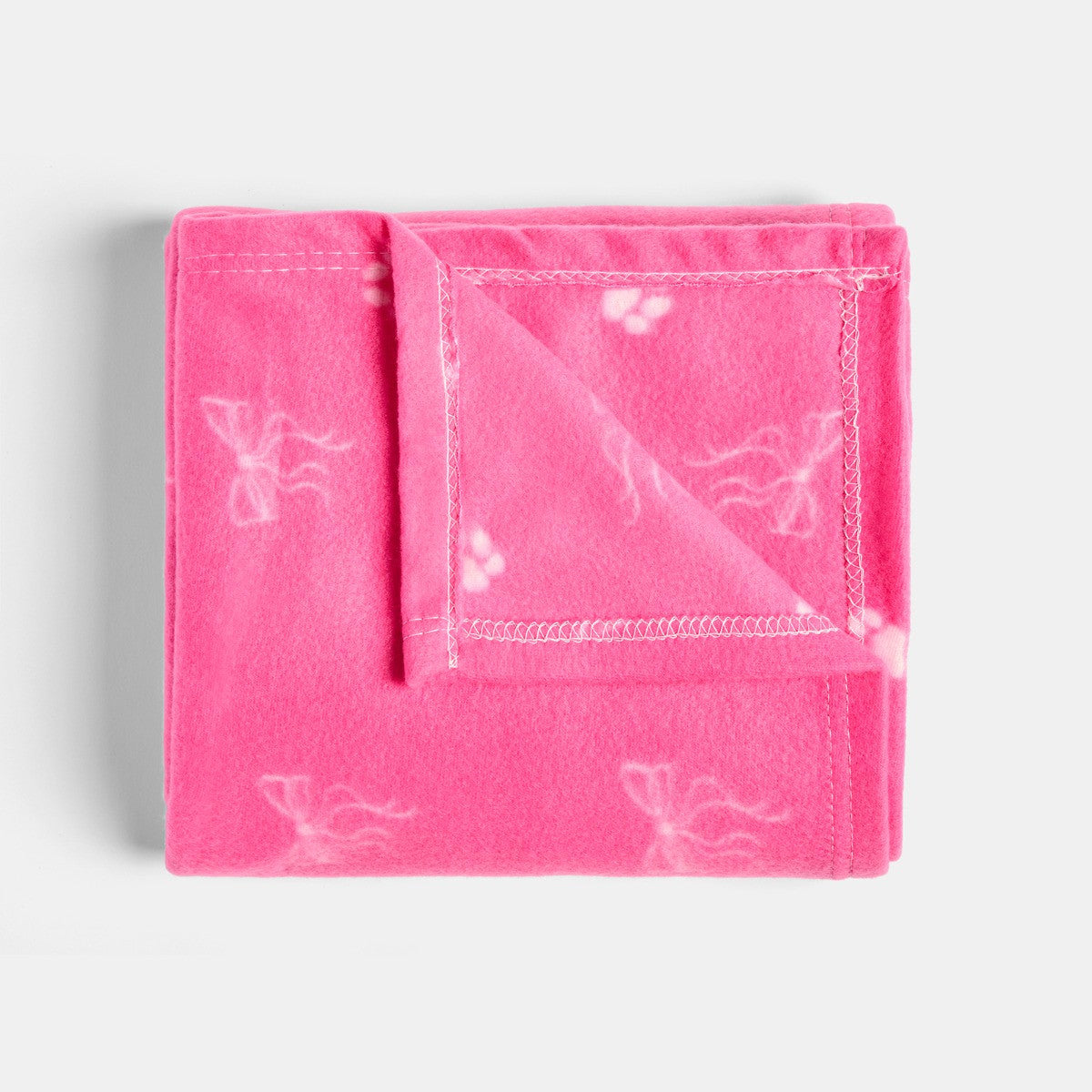 Pet Bow Paw Print Fleece Throw – Pink