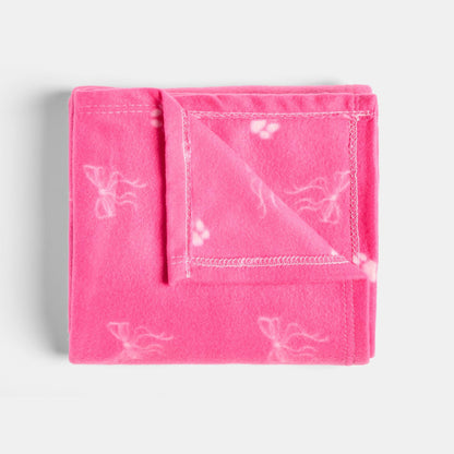 Pet Bow Paw Print Fleece Throw – Pink