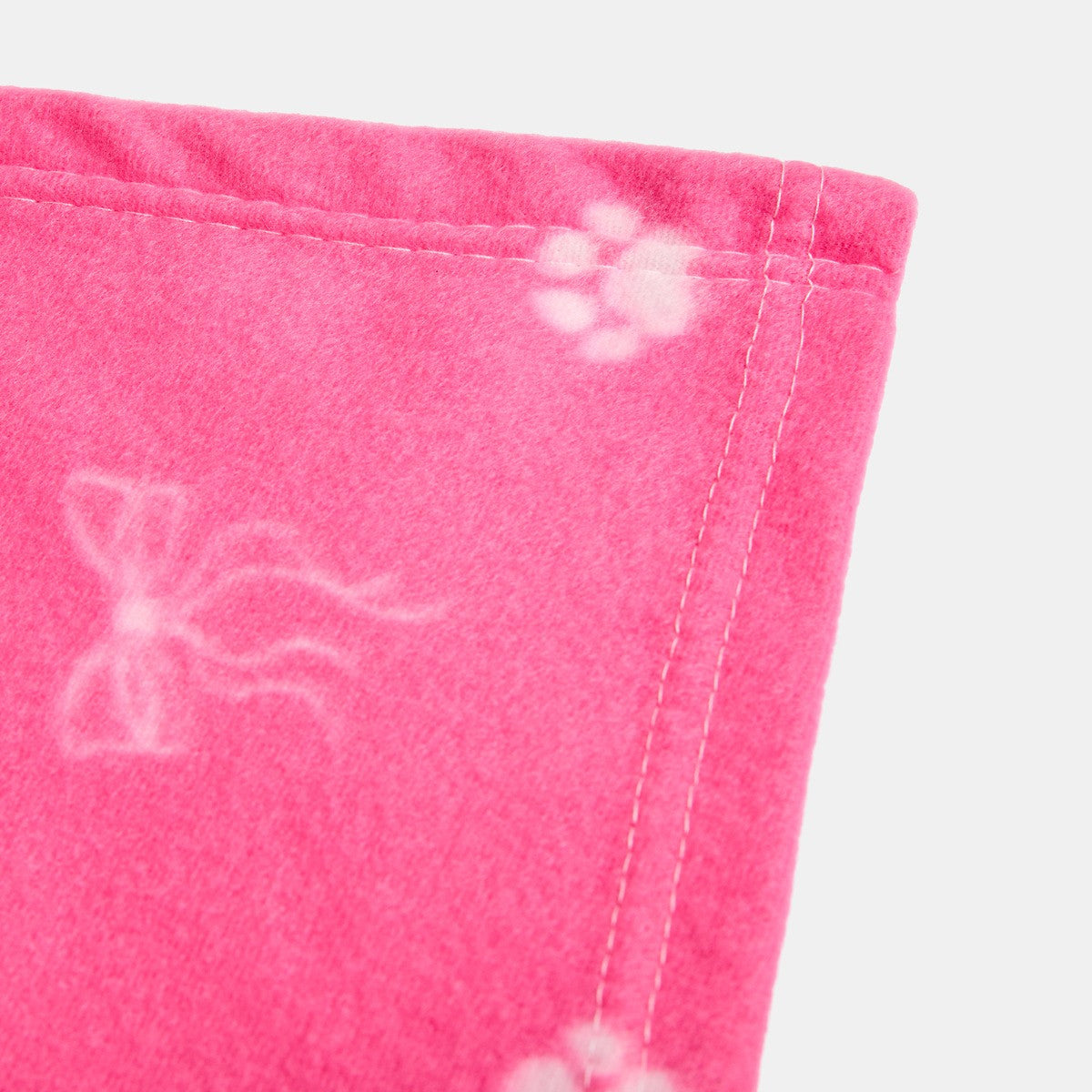 Pet Bow Paw Print Fleece Throw – Pink
