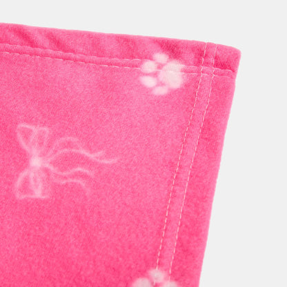 Pet Bow Paw Print Fleece Throw – Pink