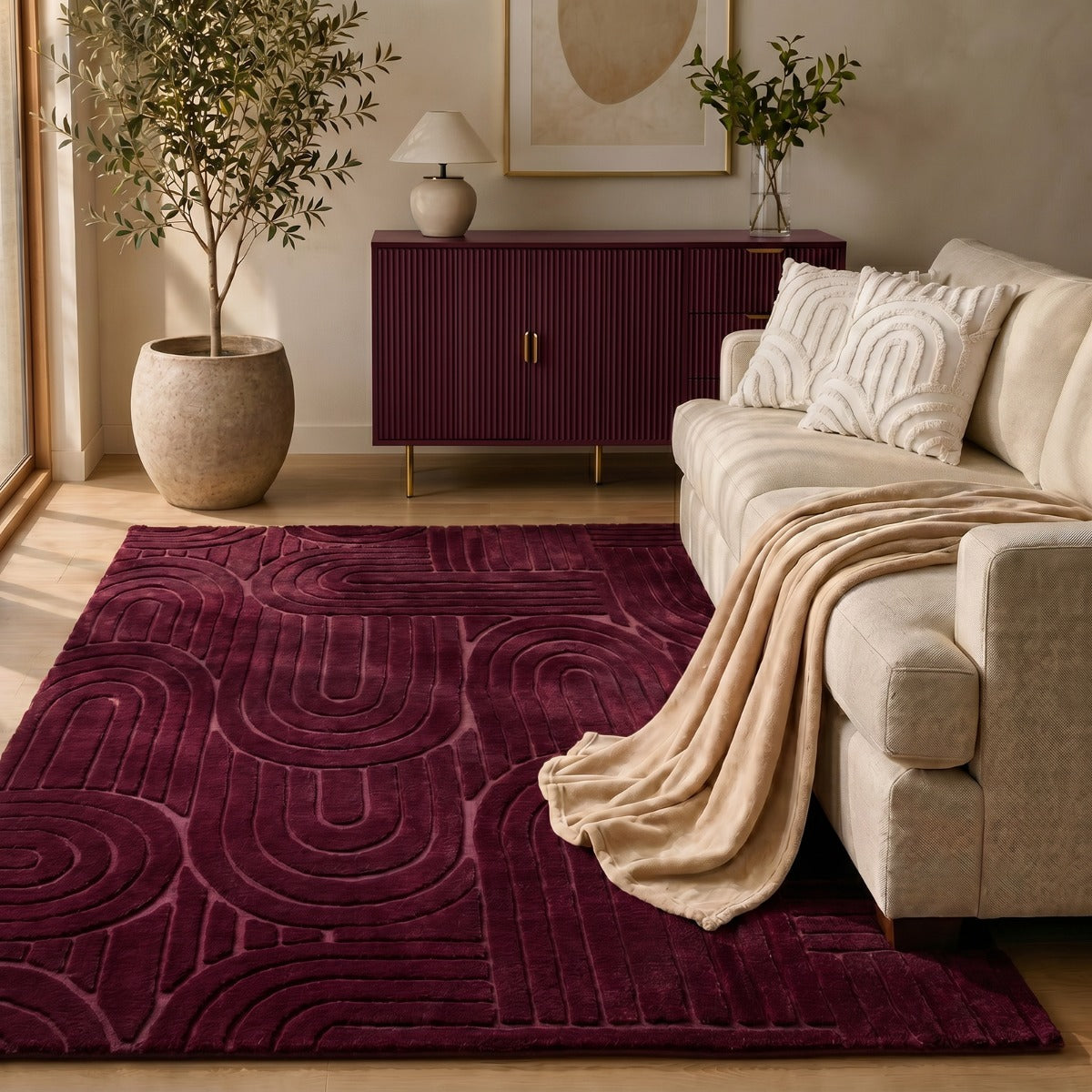 Tufted Arches Rug – Burgundy
