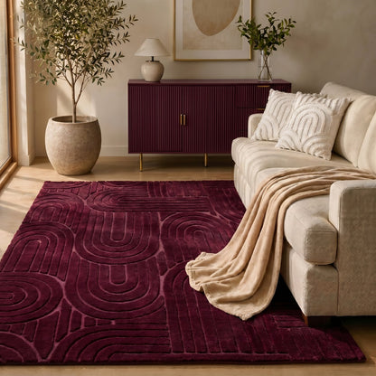 Tufted Arches Rug – Burgundy