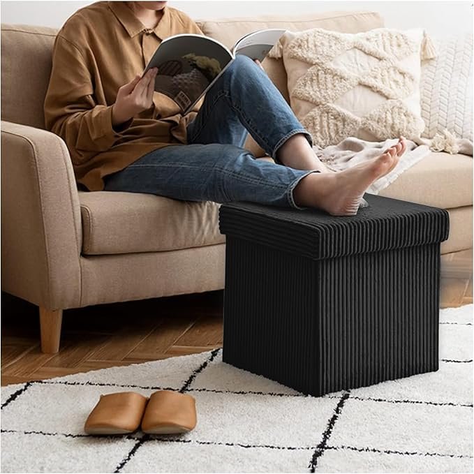 Luxury Fabric Storage Chest With Lid – Black