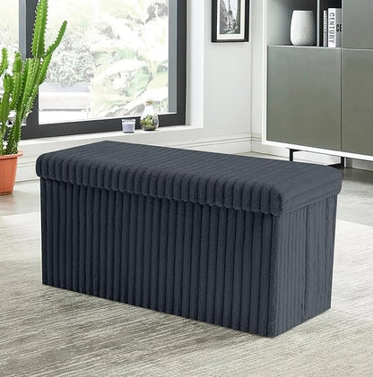 Luxury Fabric Storage Chest With Lid – Charcoal