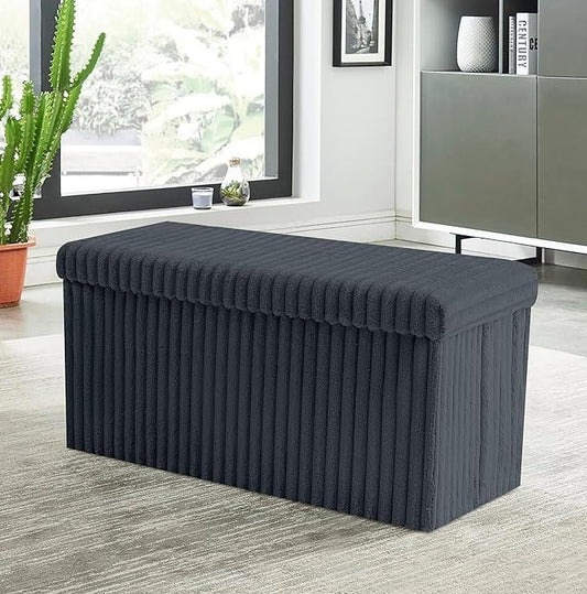 Luxury Fabric Storage Chest With Lid – Charcoal