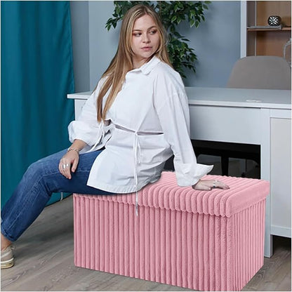 Luxury Fabric Storage Chest With Lid – Pink