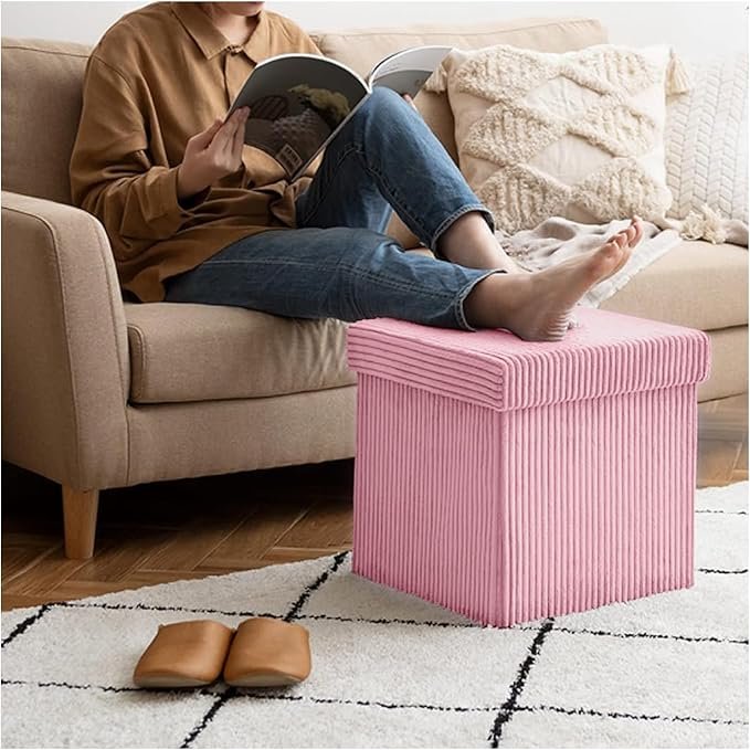 Luxury Fabric Storage Chest With Lid – Pink