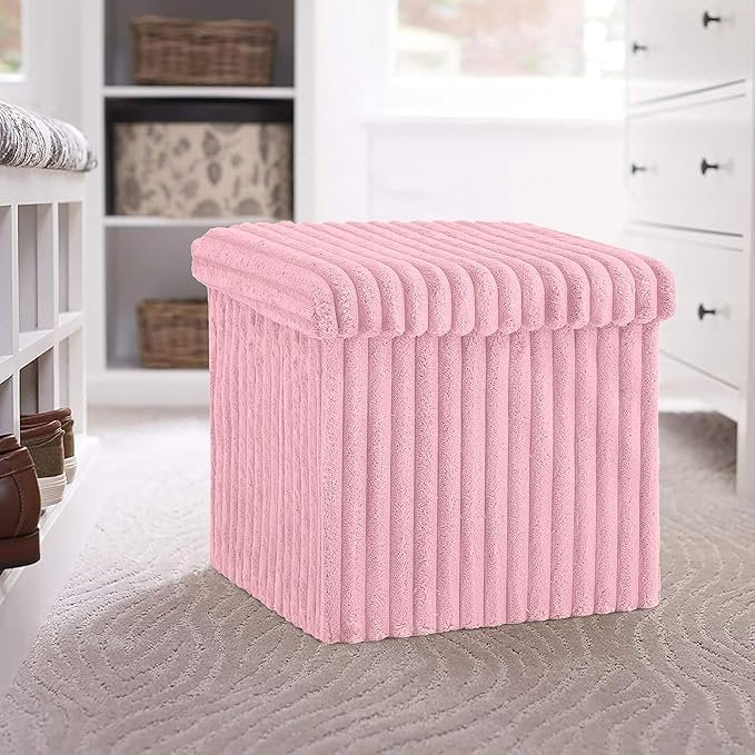 Luxury Fabric Storage Chest With Lid – Pink