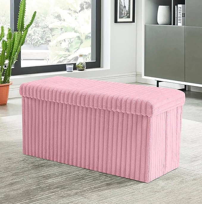 Luxury Fabric Storage Chest With Lid – Pink