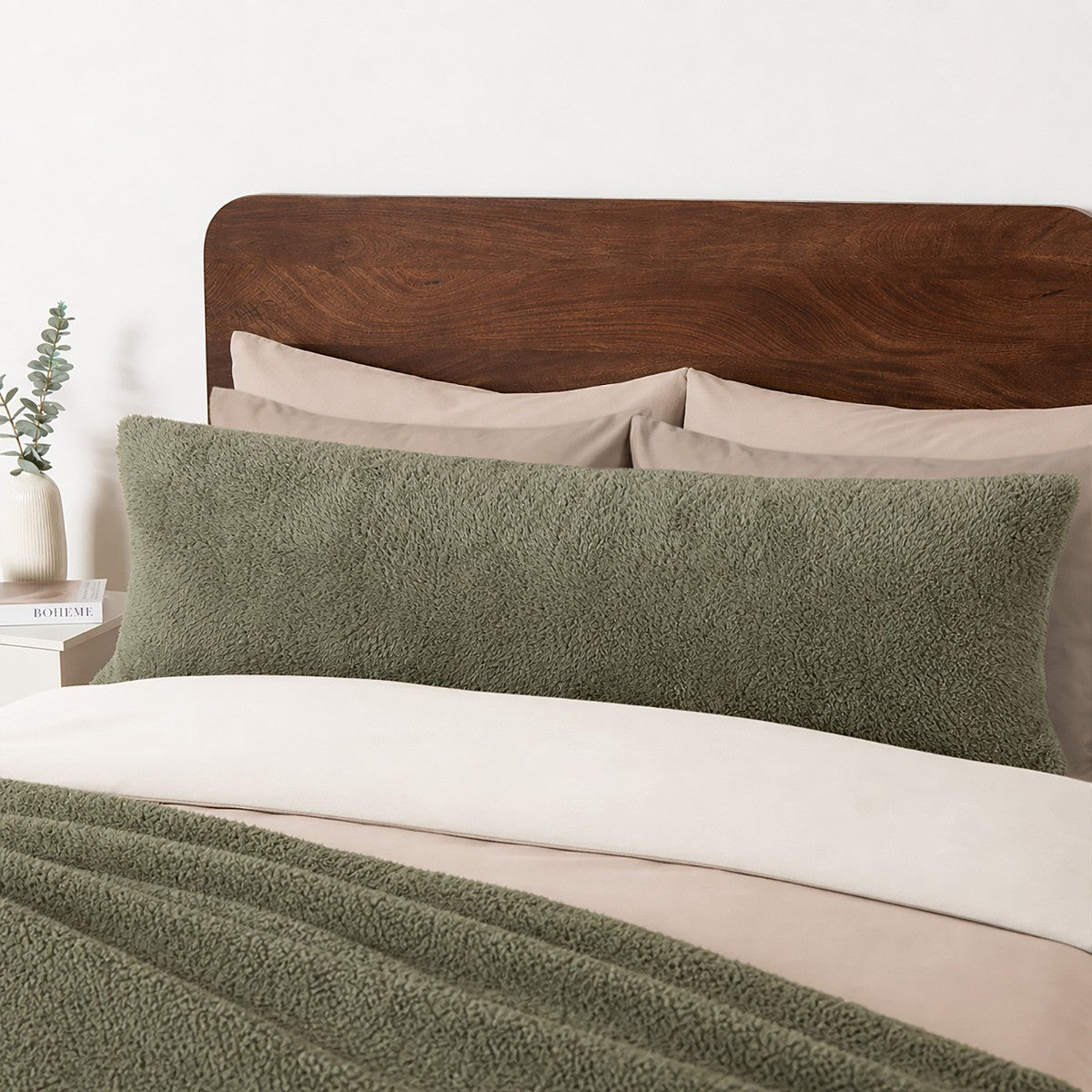 Teddy Bolster Pillow – Woodland Green