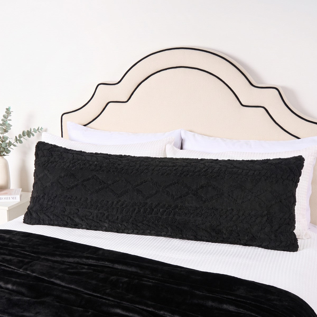 Cable Knit Bolster Pillow – Black