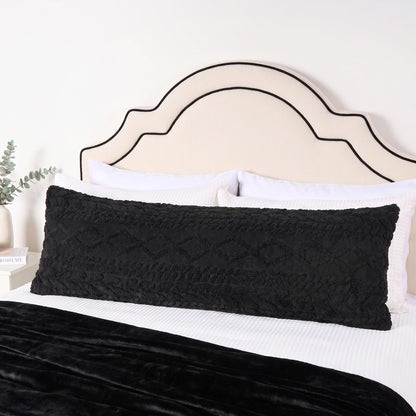 Cable Knit Bolster Pillow – Black