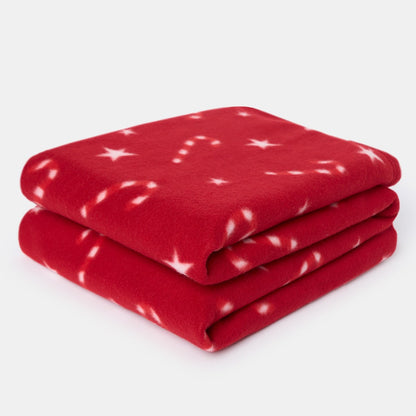 Candy Cane Print Fleece Throw – Red