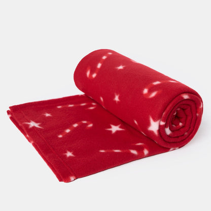 Candy Cane Print Fleece Throw – Red