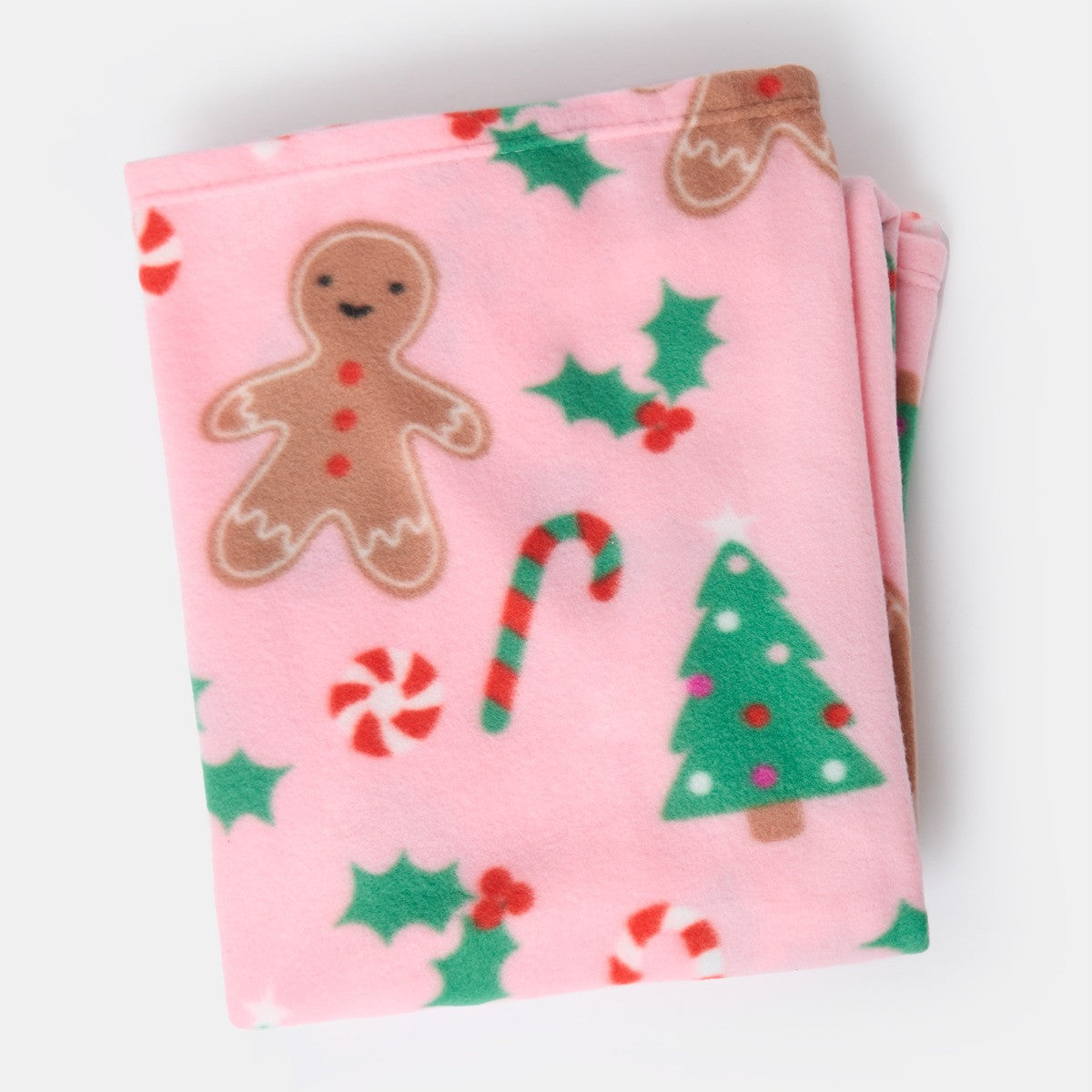 Gingerbread Man Fleece Throw – Pink