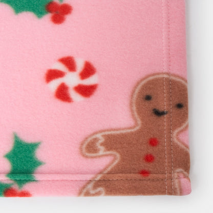 Gingerbread Man Fleece Throw – Pink
